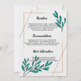Greenery Floral Gold Foil Leaves trouwprogramma Kaart