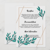 Greenery Floral Gold Foil Leaves trouwprogramma Kaart (Voorkant / Achterkant)