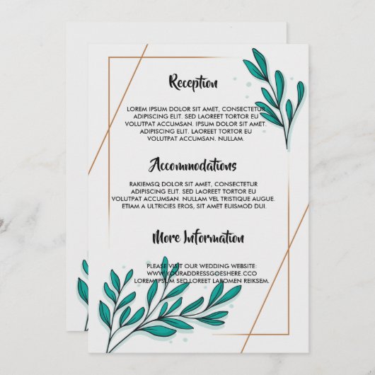 Greenery Floral Gold Foil Leaves trouwprogramma Kaart (Voorkant / Achterkant)