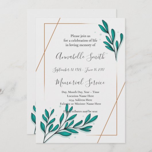 Greenery Floral Gold Foil verliest geheugen Kaart (Voorkant / Achterkant)