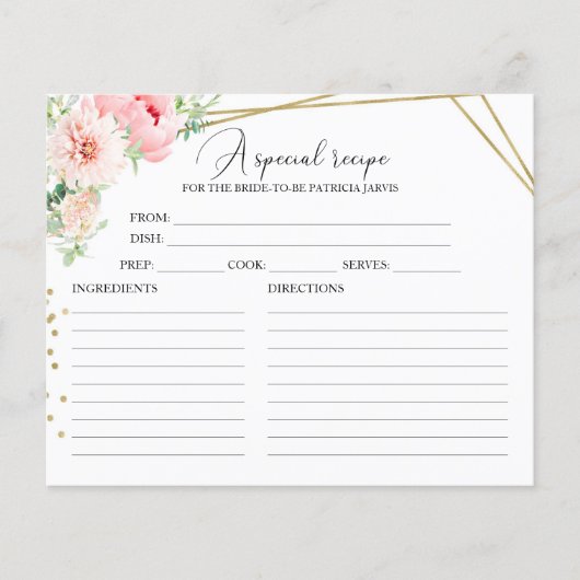 Greenery Floral Gold Foil Vrijgezellenfeest Recipe (Voorkant)