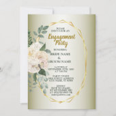 Greenery Floral Gold Geometric Engagement Party Kaart (Voorkant)