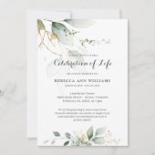 Greenery Floral Gold Natuur Celebration of Life Kaart (Voorkant)