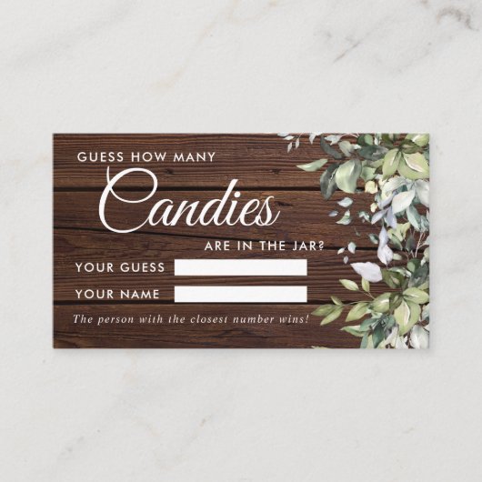 Greenery Floral Hoeveel Snoepjes doen de Kaart van Plaatskaartje (Voorkant)