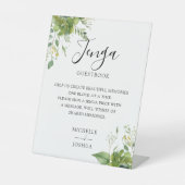 Greenery Floral Jenga Wedding Guestbook Reclamebord Met Voetstuk (Voorkant)
