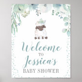Greenery Floral Lamb Baby shower Poster (Voorkant)