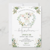 Greenery Floral Lamb Baby shower Uitnodiging (Voorkant)