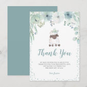Greenery Floral Lamb Genderneutraal Baby shower Bedankkaart (Voorkant / Achterkant)