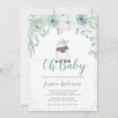 Greenery Floral Lamb Genderneutraal Baby shower Kaart (Voorkant)