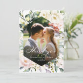 Greenery Floral Lijst foto bruiloft dank je kaart (Staand voorkant)