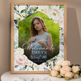 Greenery Floral Lijst Foto Sweet 16 Welkomstbord Poster