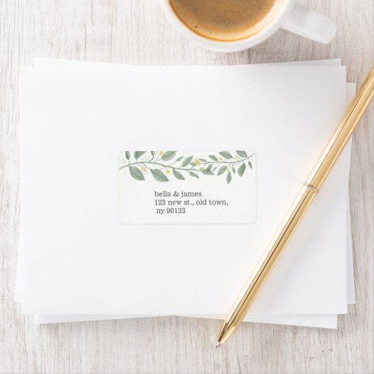 Greenery Floral Minimalist Address Label (Insitu)