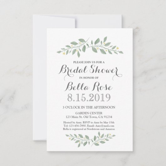 Greenery Floral Minimalist Vrijgezellenfeest Invit Kaart (Voorkant)