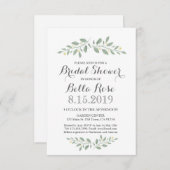 Greenery Floral Minimalist Vrijgezellenfeest Invit Kaart (Voorkant / Achterkant)