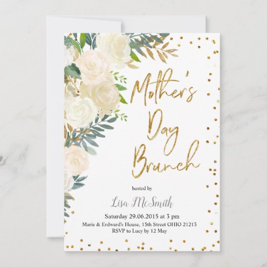 Greenery Floral Moederdag Brunch Uitnodiging (Voorkant)