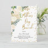 Greenery Floral Moederdag Brunch Uitnodiging (Staand voorkant)