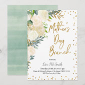 Greenery Floral Moederdag Brunch Uitnodiging (Voorkant / Achterkant)