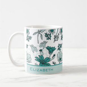 Greenery floral naadloos patroon gepersonaliseerde koffiemok