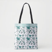 Greenery floral naadloos patroon gepersonaliseerde tote bag (Voorkant)