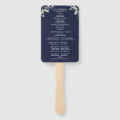Greenery Floral Navy Blue Wedding Program Handwaaier (Achterkant)