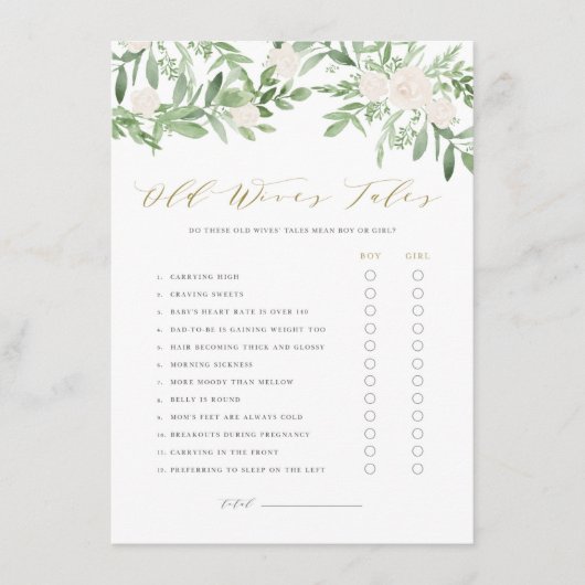 Greenery Floral Old Wives' Tale Baby shower Kaart (Voorkant)