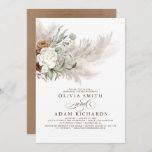 Greenery Floral Pampas Grass Boho Rehearsal Dinner Kaart<br><div class="desc">Botanische aardtinten foliage boho Natural rehearal-diner uitnodigingen</div>