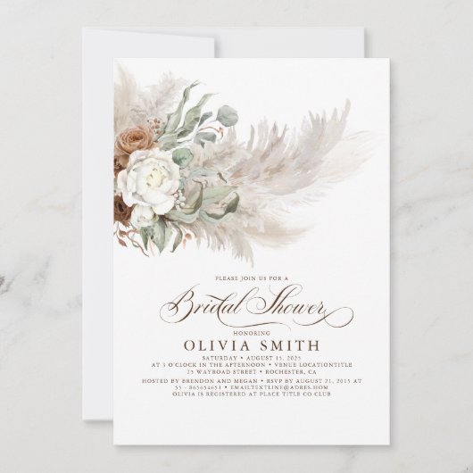 Greenery Floral Pampas Grass Boho Vrijgezellenfees Kaart (Voorkant)