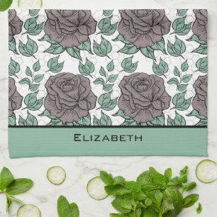Greenery floral Patroon big blossom gepersonalisee Theedoek