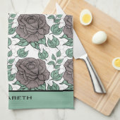 Greenery floral Patroon big blossom gepersonalisee Theedoek (Quarter Fold)