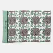 Greenery floral Patroon big blossom gepersonalisee Theedoek (Horizontaal)