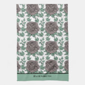 Greenery floral Patroon big blossom gepersonalisee Theedoek (Verticaal)