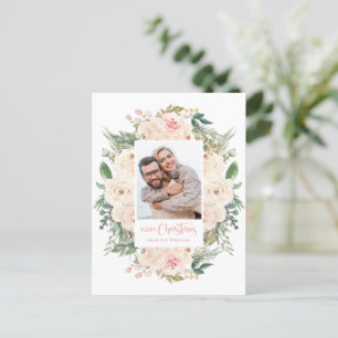 Greenery Floral Photo Merry Kerstmis Briefkaart