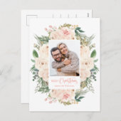 Greenery Floral Photo Merry Kerstmis Briefkaart (Voorkant / Achterkant)