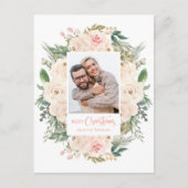 Greenery Floral Photo Merry Kerstmis Briefkaart (Voorkant)