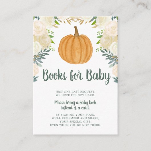 Greenery Floral Pumpkin Herfst Baby Book Request Informatiekaartje (Voorkant)
