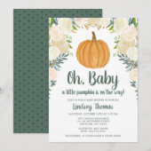 Greenery Floral Pumpkin Herfst Baby shower Kaart (Voorkant / Achterkant)