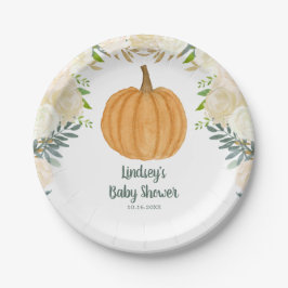 Greenery Floral Pumpkin Herfst Baby shower Papieren Bordje