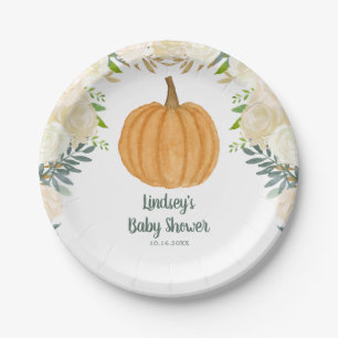 Greenery Floral Pumpkin Herfst Baby shower Papieren Bordje