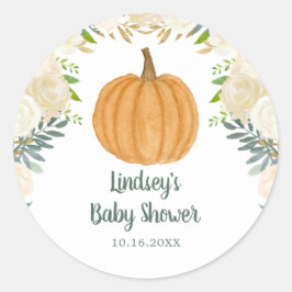 Greenery Floral Pumpkin Herfst Baby shower Ronde Sticker