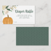 Greenery Floral Pumpkin Herfst Diaper Raffle Informatiekaartje (Voorkant / Achterkant)