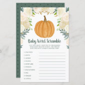 Greenery Floral Pumpkin Herfst Word Scramble Game (Voorkant / Achterkant)