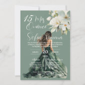 Greenery Floral Quinceañera Spanish Invitation Kaart (Voorkant)
