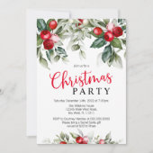 Greenery Floral & Red Kerstparty Kaart (Voorkant)