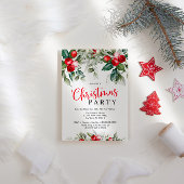 Greenery Floral & Red Kerstparty Kaart