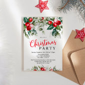 Greenery Floral & Red Kerstparty Kaart