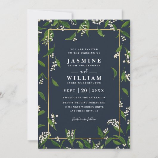 Greenery Floral Rustic Elegant QR Code Wedding Kaart (Voorkant)