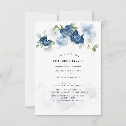 Greenery Floral Rustic Waterverf Rehearsal Dinner Kaart (Voorkant)