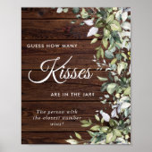 Greenery Floral Rustic Wood Hoeveel Kisses onderte Poster (Voorkant)
