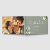 Greenery Floral Sage Green Photo Wedding Gastenboek (Volledig)