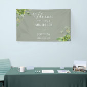 Greenery Floral Sage Green Wedding Welkom Spandoek (Beurs)